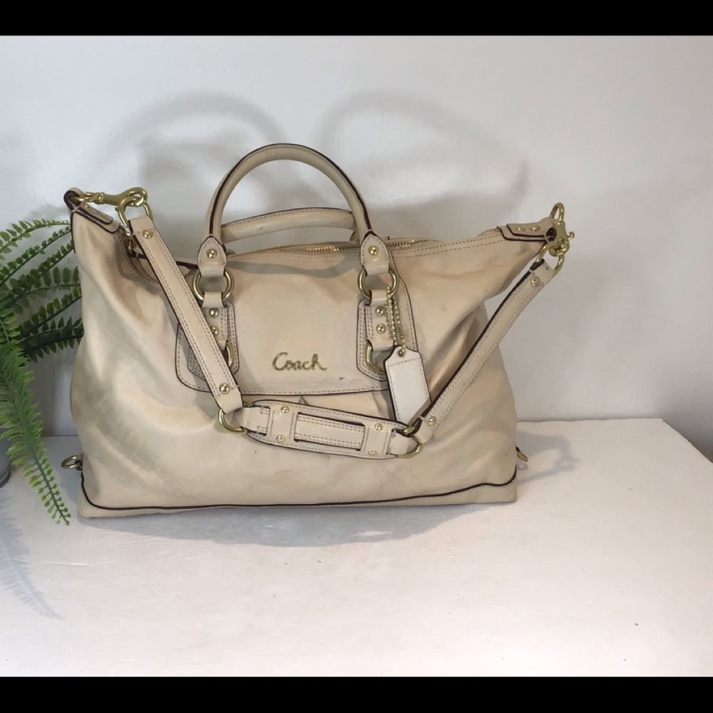 COACH ASHLEY IVORY LEATHER SATCHEL HANDBAG - Picture 5 of 16